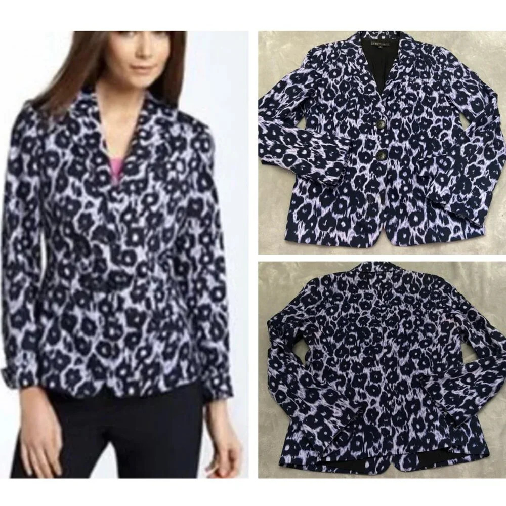 Lafayette 148 New York Purple Leopard Print Blazer Jacket - 27190